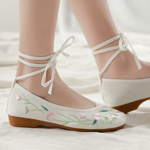 Zapatos de Lona Bordados con Cordones y Tacón Bajo, Sin Caja, Tallas Completas, Suela de Tendón de Res, Oferta Relámpago, Envío Directo - Product Image 2