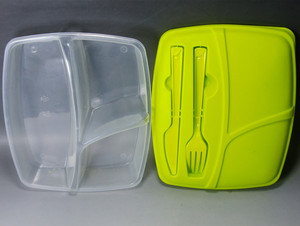 Contenedor <span class=keywords><strong>de</strong></span> Plástico Rectangular con 3 Compartimentos para Comida Rápida, Ensaladas, Picnic, Conservación <span class=keywords><strong>de</strong></span> Frescura, Lonchera con Tapa - Product Image 6