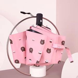 Großhandel 3-fach Faltbarer UV-Schutz Regenschirm Cartoon-Bär Werbeartikel Beliebter UV-Schutz 8-Rippen Automatischer Faltschirm Mit Logo - Product Image 4