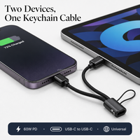 Câble de charge USB-C vers USB-C 240W PD, portable, avec enrouleur rotatif, cordon plat tressé en nylon, chargeur de voyage pour ordinateur portable et téléphone