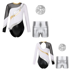 Conjunto de Danza para Niñas de 6 a 16 Años, Fabricante de Ropa de Danza, Leotardo con Pantalones Cortos Metálicos para Gimnasia, Patinaje, Venta al por Mayor - Product Image 4