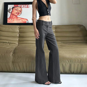 Pantalon évasé décontracté d'été pour femme, patchwork tissé, taille basse, coupe ample, respirant et confortable, idéal pour le travail - Vente en gros usine - Product Image 2