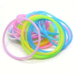 Élastiques à cheveux fins et ronds multicolores en silicone pour filles et femmes, bracelets en gelée, bande de caoutchouc - Product Image 2