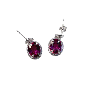 Fashion 925 <b>Silver</b> Garnet Stud <b>Earrings</b> Wedding Jewelry Set for <b>Women</b> Hypoallergenic Non-Tarnish Fine Jewelry - Product Image 1