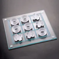 Deluxe Frosted Acryl Tic Tac Toe Set mit klarem Brett 3D Luxe Crystal Brettspiel mit Seiden druck Logo