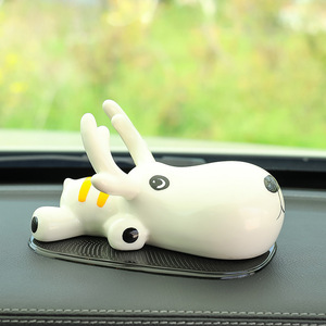 Ceramic Deer Car Ornament Cartoon Shape Decorative Interior Accessory For Car Dashboard - Product Image 2