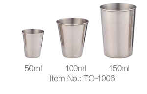 Chopes à bière en acier inoxydable 50ml/100ml/150ml à simple paroi, bord roulé, pour boissons froides, tasses coniques isolantes - Product Image 2