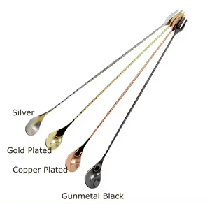 스테인레스 스틸 클래식 바텐더 바 칵테일 트위스트 믹싱 Stirrin 스푼 포크 트위스트 믹싱 스푼 - Product Image 1