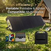 Panneau solaire portable léger 100W, chargeurs photovoltaïques pliables avec QC3.0 PD60W Type C USB-A pour station d'alimentation, prise MC-4 DC Anderson
