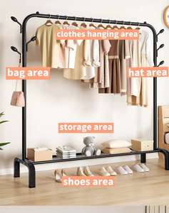 Perchero Multifuncional Independiente para Colgar en el Árbol, para Bolsos, Sombreros, <span class=keywords><strong>Chaquetas</strong></span>, Paraguas, Abrigos, Perchero de Metal Negro con Ruedas - Product Image 6