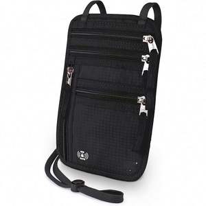 Échantillon gratuit en gros, porte-passeport de voyage RFID noir, pochette de cou, porte-carte d'identité, sac à main - Product Image 1