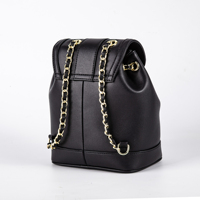 Soochic robe noir Mini Twist Lock rabat femmes sac à dos brillant doré métal chaîne sangle cordon Vegan cuir seau sac