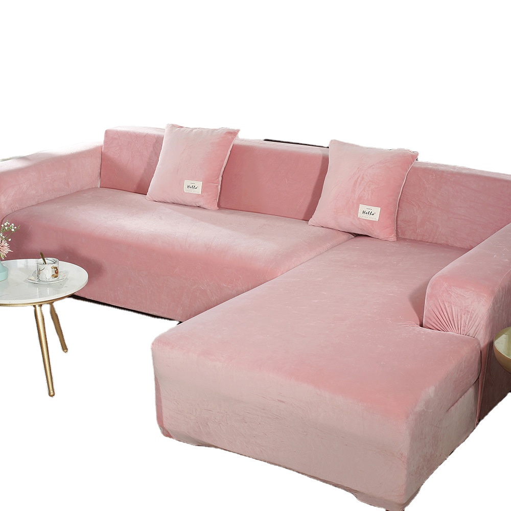 Amazon горячая Распродажа Бархат Полное покрытие на толстой сплошной цвет диванных чехлов 3 места, огранка из эластичного материала, набор в форме буквы l Набор чехлов диван чехлов