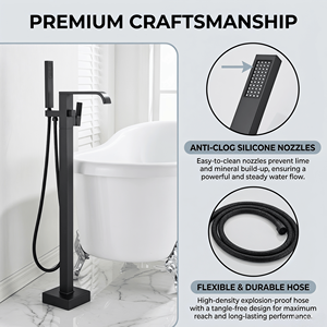 Rubinetto Professionale <span class=keywords><strong>da</strong></span> Pavimento per <span class=keywords><strong>Vasca</strong></span> <span class=keywords><strong>da</strong></span> Bagno, Set <span class=keywords><strong>Doccia</strong></span> in Acciaio Inox con Doccetta, Design Moderno, Monocomando in Ceramica - Product Image 6