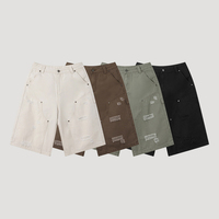 Celana Capri Cargo Musim Panas Model Vintage Distressed Straight Leg, Celana Pendek Longgar Multi-Saku Streetwear, OEM Custom