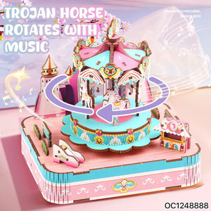 Caja Musical de <span class=keywords><strong>Carrusel</strong></span> para Armar, 90 Piezas, Rompecabezas 3D de Madera, Juguete para Adultos y Niños - Product Image 4