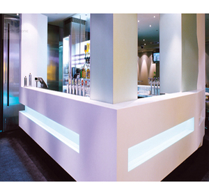 White Backlit <strong>Triangle</strong> Shape Contemporary Marble Stone <strong>Bar</strong> Counter Table for Hotels &amp; Schools - Product Image 6