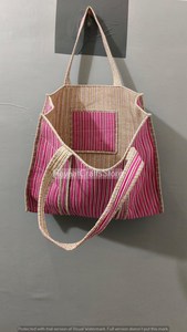 Sac fourre-tout matelassé en coton, couleur unie, imprimé, style bohème, ouverture supérieure, grand sac de shopping, toutes saisons, réutilisable, écologique pour femmes - Product Image 5
