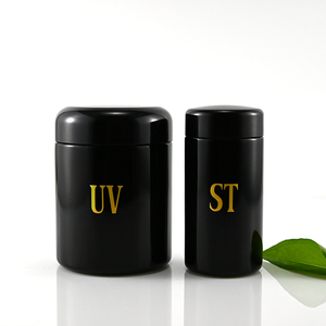 검은 뚜껑이있는 고급 크림 헤어 마스크 바디 버터를위한 250ML 밀폐 냄새 방지 철 항아리 보라색 유리 항아리 유리 용기 - Product Image 3