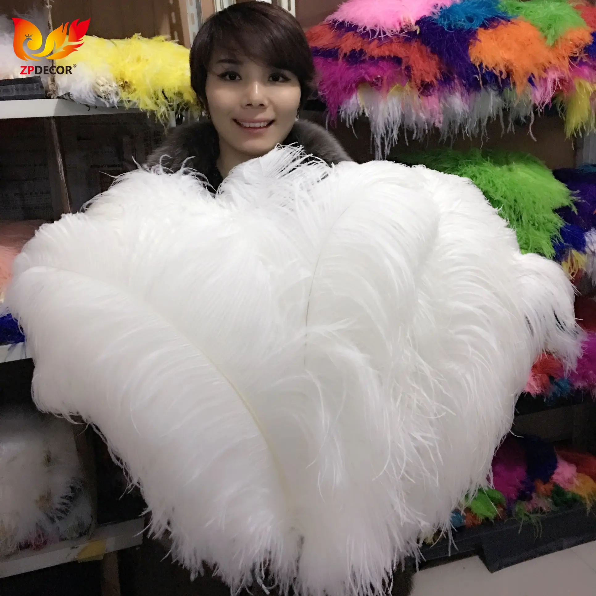 Plumas de avestruz teñidas y blancas para disfraces de carnaval, plumas de avestruz, venta al por mayor