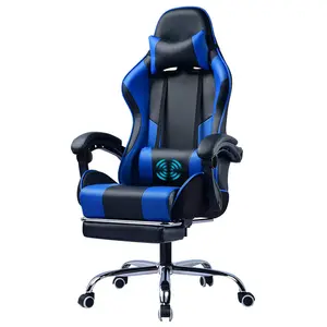 Chaise de bureau de style course à dossier haut inclinable réglable avec repose-tête Support de pied en cuir PU Esports chaise de jeu en gros