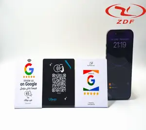 Gratis desain kustom cetak 13.56MHz NFC berdiri tahan air PVC NTAG213 QR Tap untuk bisnis di Facebook TikTok Google Review