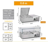Table de préparation de salades en acier inoxydable avec vitrine réfrigérée à compresseur pour usage commercial