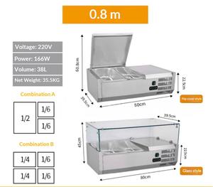 <span class=keywords><strong>Table</strong></span> de préparation de salades en acier inoxydable <span class=keywords><strong>avec</strong></span> vitrine réfrigérée à compresseur pour usage commercial - Product Image 5