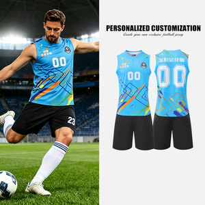 Nouveau design de maillot de football sans manches, logo et couleur personnalisés, tissu respirant à séchage rapide, unisexe pour adultes et enfants - Product Image 4
