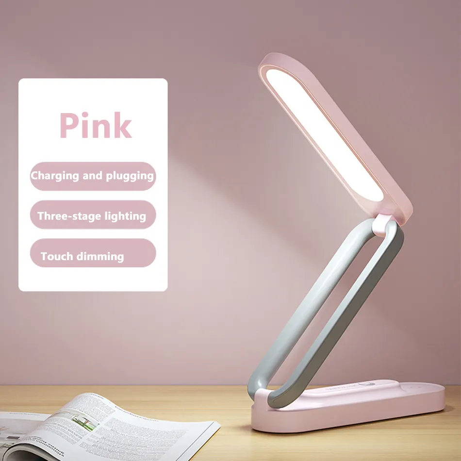 2022 New LED Folding Desk Lamp Reading Eye Protection 3-Level Dimming Table Lamps Bedside Living Bedroom Charging Night Light