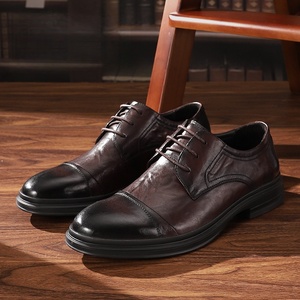 Zapatos Oxford Formales de Cordones para Hombre, Parte Superior de Cuero Genuino, Puntera de Cuero Vacuno Suave, Zapatos de Negocios - Product Image 1