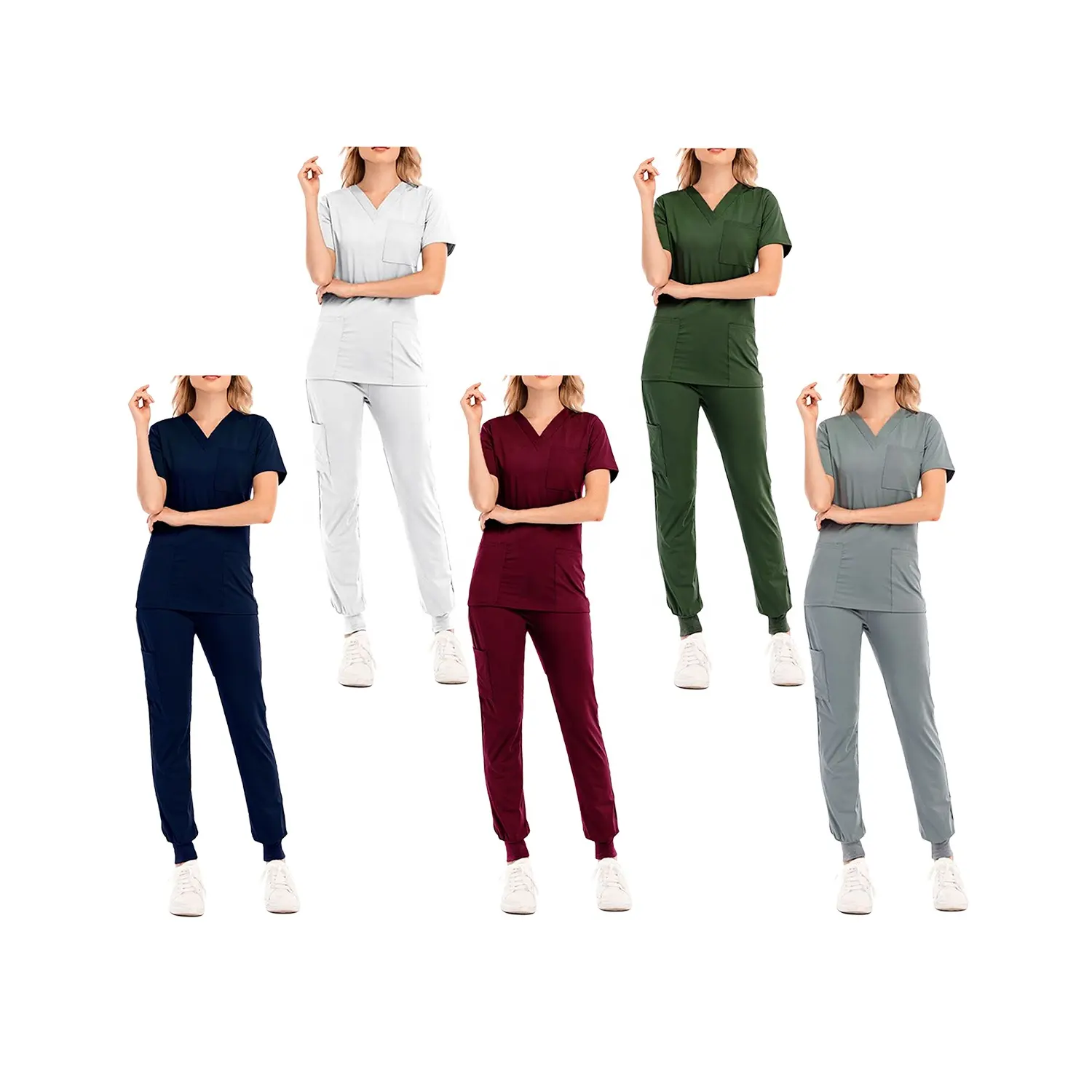 Uniformes d'hôpital pour infirmières, pantalons en spandex extensible, costume de jogging d'allaitement, ensembles de gommage pour femmes