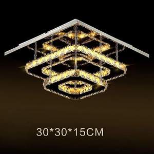 Plafonnier LED moderne décoratif 36W à 2 anneaux carrés en cristal, <span class=keywords><strong>luminaire</strong></span> encastré AC85-260V pour <span class=keywords><strong>salle</strong></span> <span class=keywords><strong>de</strong></span> <span class=keywords><strong>bain</strong></span> et hall d'entrée - Product Image 3
