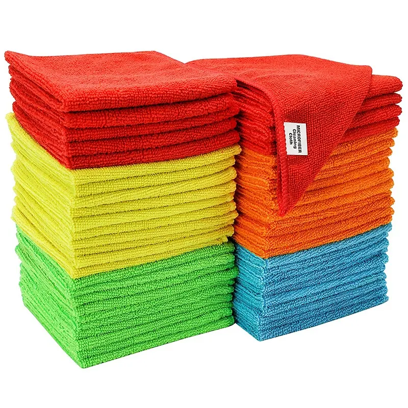 Articles ménagers chiffons en microfibre serviette rose bleu jaune vert rouge nettoyage chiffon en microfibre serviette éponge