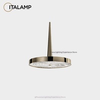 Luminaire suspendu circulaire luxueux en acier inoxydable doré pour salle à manger, comptoir de bar