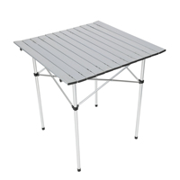 Table de camping en aluminium à plateau à lattes carrées, pliable, haute résistance 50 kg, couleur argent