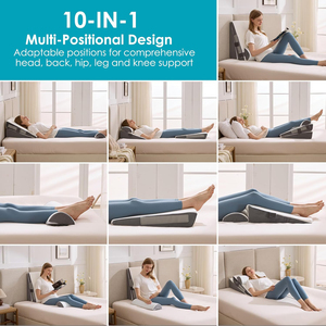 Ensemble <span class=keywords><strong>de</strong></span> 3 oreillers en forme <span class=keywords><strong>de</strong></span> coin pour après une chirurgie, <span class=keywords><strong>oreiller</strong></span> triangulaire en mousse à mémoire <span class=keywords><strong>de</strong></span> forme, soulagement du reflux acide, oreillers <span class=keywords><strong>de</strong></span> coin réglables pour dormir - Product Image 6