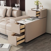 Meuble d'appoint multifonctionnel en bois au design italien minimaliste moderne, compact et élégant, avec 2 tiroirs, pour salon