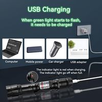 Lampe torche tactique extérieure rechargeable AA en alliage d'aluminium IP65, lumière verte, faisceau longue portée, capuchon étoile, mise au point réglable, USB