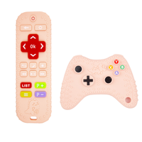 Lot de 2 jouets de dentition en silicone pour bébé, forme télécommande et manette de jeu, sans BPA, doux et sûrs, pour soulager les gencives des nouveau-nés et des tout-petits