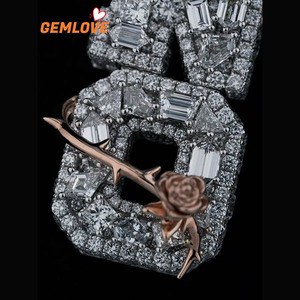GEMLOVE Letter Pendant Necklace Rose Gold Plated Lab-Grown Diamond Hip-Hop Jewelry Set Luxury Jewelry Gift - Product Image 5