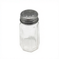 Salière et poivrière en verre octogonal argenté avec couvercle en acier inoxydable, style traditionnel, durable, à commande manuelle