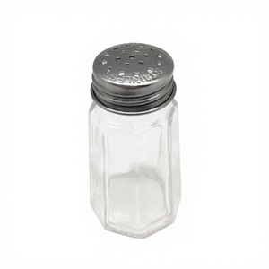 Salière et poivrière en verre octogonal écologique avec couvercle en acier inoxydable pour saupoudrer les épices - Product Image 1