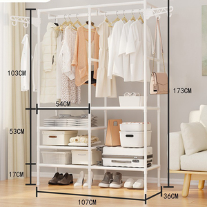 Đơn Giản Đa Chức Năng Áo Giá Kim Loại Tủ Quần Áo Cấu Trúc Thép Di Chuyển Tủ Quần Áo Tự Làm Kết Hợp Tủ Quần Áo Tủ Quần Áo Cho Phòng Khách - Product Image 4