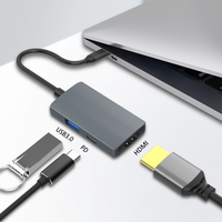 Mini Hub USB C 3 en 1, HDTV 4K60Hz, PD100W, USB3.0 5Gbps, 11.5mm, Delgado, de Aluminio, Portátil, para Viajes, Sin Controlador, para Mac, Windows, Linux