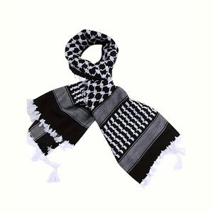 Foulard quadrato in cotone jacquard Al-Arafat best-seller, stile baffo, bianco e nero, per uomo musulmano, primavera - Product Image 2