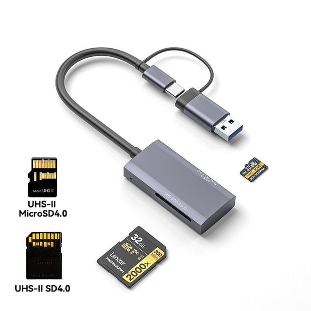 USB4.0 Type-C Card Reader UHS-II High Speed SD/TF Two-in-One External Aluminum Shell for Mobile Phone & Computer