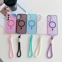 Coque magnétique translucide à changement de couleur pour Samsung Galaxy A57 A56 A36 A37 A27 A17 A18 5G avec sangle de poignet et compatible charge sans fil