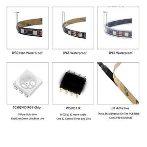 ゲーミングルーム WS2811 RGBIC LEDストリップライト 12V アドレッサブル 60LED/<span class=keywords><strong>m</strong></span> SMD 5050 ドリームカラーピクセルテープ PCデスクセットアップ用 - Product Image 4