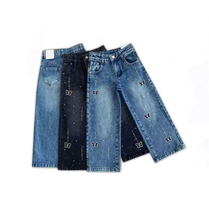 Vetement trẻ em chất lượng cao trẻ em jeans quần Loose quần jeans cho trẻ em gái Baggy Jeans - Product Image 1